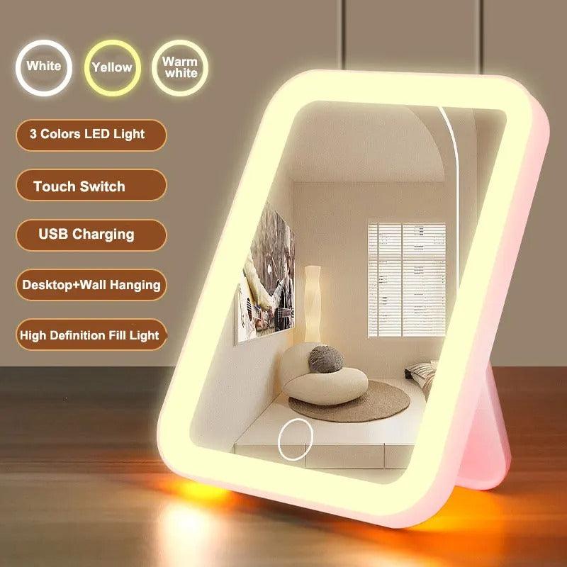 LED Vanity Mirror – USB, 3 Light Modes, Touch Control - VanityZone