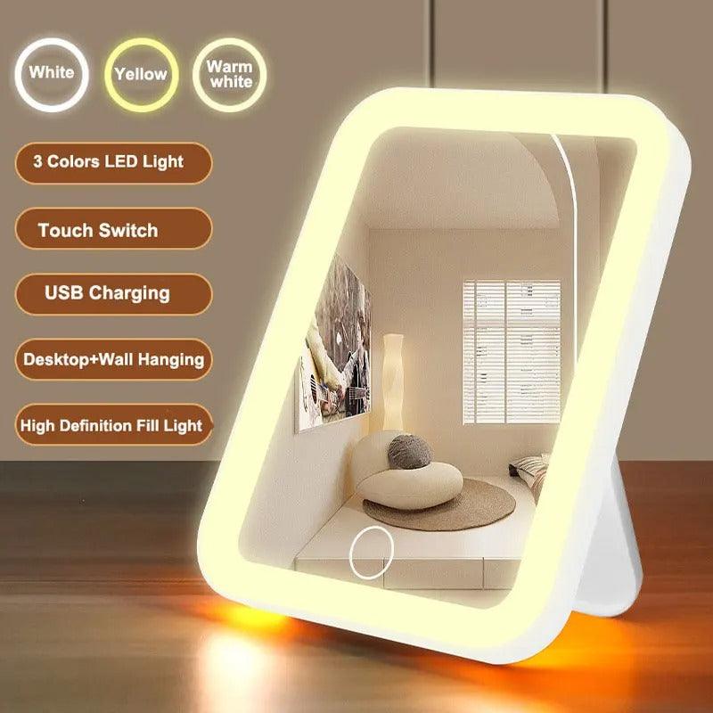 LED Vanity Mirror – USB, 3 Light Modes, Touch Control - VanityZone