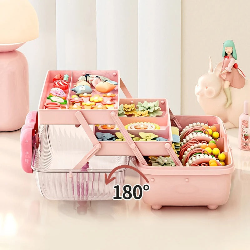 Multi-Layer Hairpin & Jewelry Organizer – Cute Storage Case for Girls’ Hair Accessories