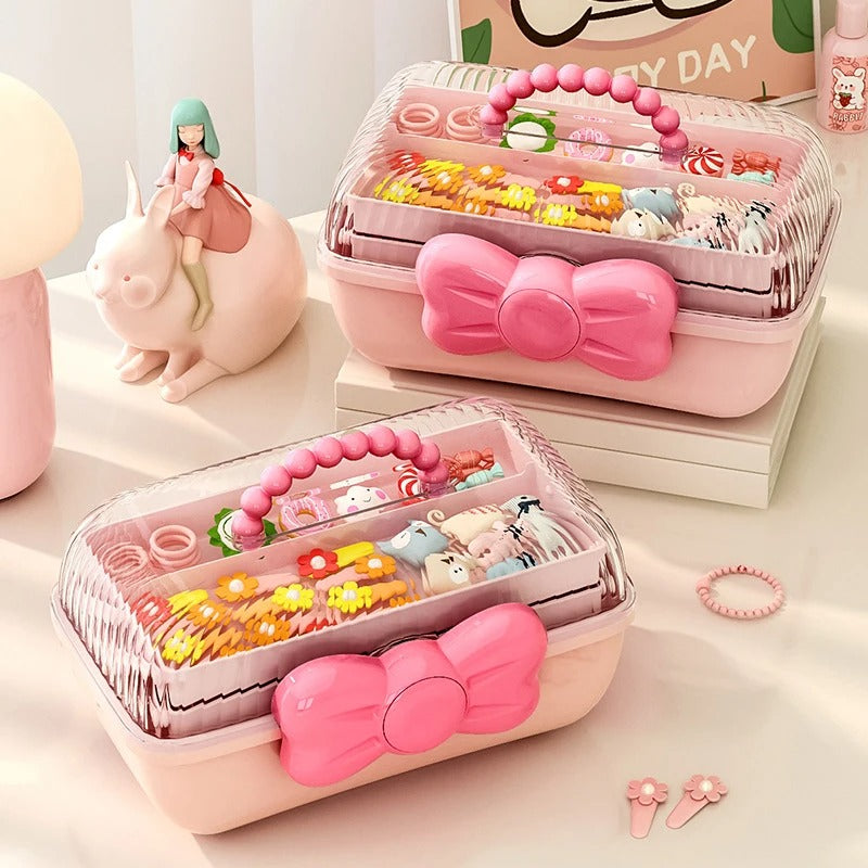 Multi-Layer Hairpin & Jewelry Organizer – Cute Storage Case for Girls’ Hair Accessories