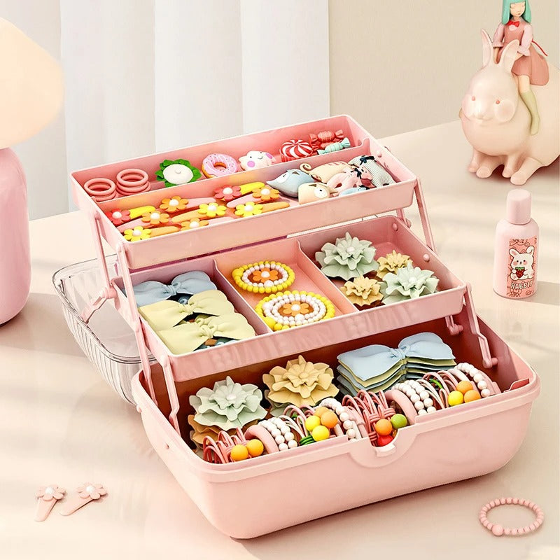 Multi-Layer Hairpin & Jewelry Organizer – Cute Storage Case for Girls’ Hair Accessories