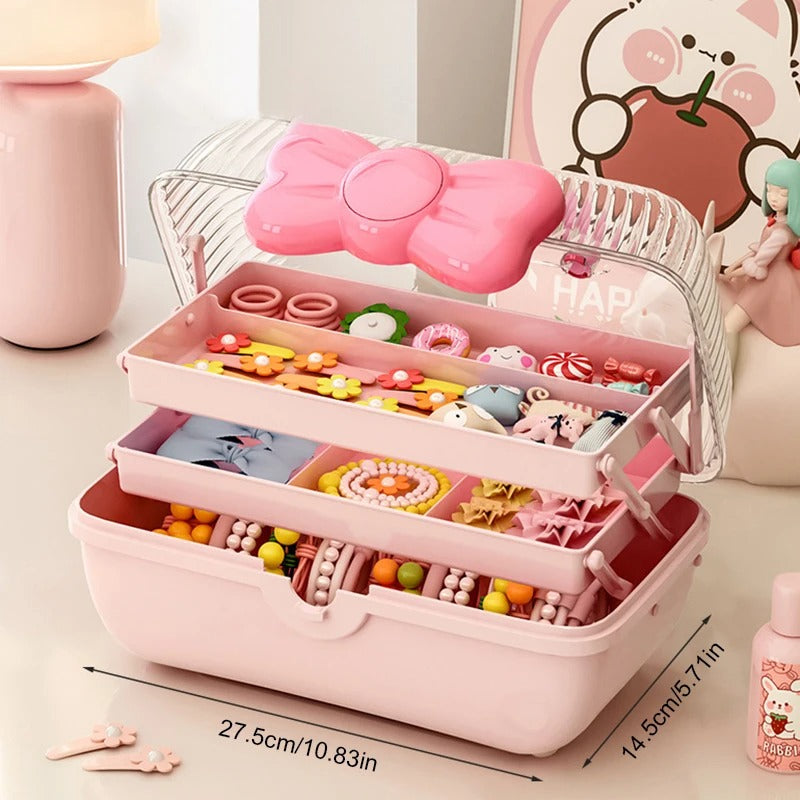 Multi-Layer Hairpin & Jewelry Organizer – Cute Storage Case for Girls’ Hair Accessories
