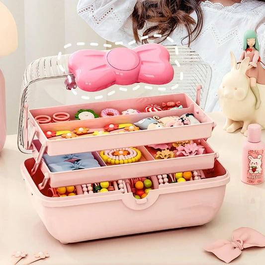 Multi-Layer Hairpin & Jewelry Organizer – Cute Storage Case for Girls’ Hair Accessories