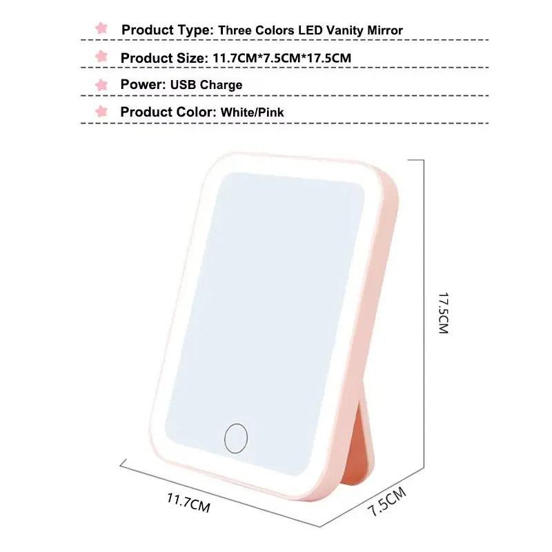 LED Vanity Mirror – USB, 3 Light Modes, Touch Control - VanityZone